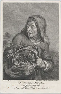 Fruit Basket Prints: The grape-picker, and elderly woman holding a basket of grapes