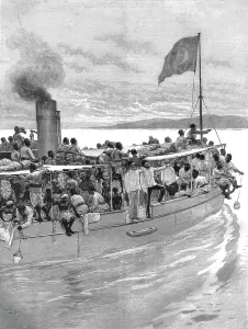 John Rowlands Prints: The Graphic Stanley Number; Emin Pasha on board the steamer Khedive crossing the Albert Nyanza t Creator: Unknown