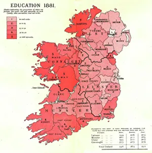 Province Prints: The Graphic Statistical Maps of Ireland; Education 1881, 1886. Creator: Unknown