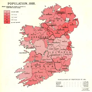 Province Prints: The Graphic Statistical Maps of Ireland; Population 1881, 1886. Creator: Unknown