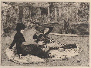 Lawn Gallery: On the Grass, 1880. Creator: James Tissot