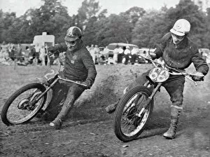 Dirt Gallery: Grass track racing at Bishops Waltham, Coffin and Bungay on Jap motorcycles. Creator: Unknown