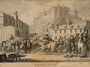 Wheelbarrow Prints: Grassmarket, Edinburgh, c1820s. Creator: Walter Geikie