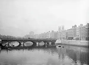 Lestrange Robert Augustus Henry Prints: Grattan bridge on the River Liffey and the Ormond Quay Presbyterian Church