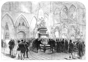 Sculptures Prints: The grave of Charles Dickens in Poets Corner, Westminster Abbey, 1870. Creator: Unknown