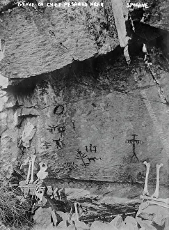 Tribute Prints: Grave of Chief Pesanko near Spokane, Wn. between 1910 and 1915. Creator: Bain News Service