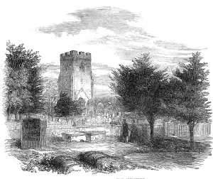 Poisonings Prints: The Grave of Cook, in Rugeley Churchyard, 1856. Creator: Unknown