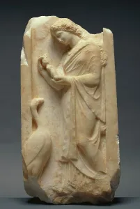 Gravestone Prints: Grave Naiskos of a Young Woman, about 360 BC. Creator: Unknown