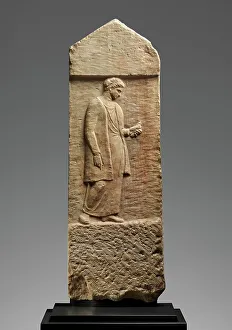 Gravestone Prints: Grave Stele of Myttion, about 400 BC. Creator: Unknown