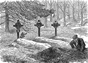 Grave Digger Prints: Graves of Prussian riflemen, park of St. Cloud, 1871. Creator: Unknown