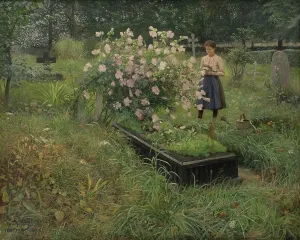 Bushes Prints: Graveyard Scene, 1890. Creator: Gottfrid Kallstenius