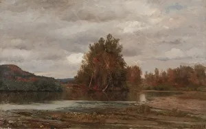 1823 1900 Prints: Gray Day on the Esopus, 1882. Creator: Jasper F. Cropsey (American, 1823-1900)