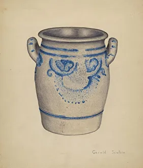 Two Handled Prints: Gray Pottery Jar, c. 1940. Creator: Gerald Scalise
