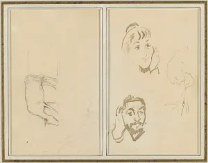 Paul Gaugin Prints: A Grazing Cow; Head of a Woman with Her Hand on Her Cheek