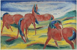 Domestic Animals Prints: Grazing horses III, 1910. Artist: Marc, Franz (1880-1916)