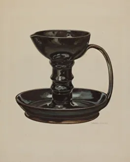 Henry Moran Gallery: Grease Lamp, c. 1940. Creator: Henry Moran