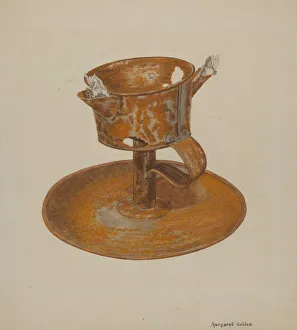 Grease Lamp Prints: Grease Lamp, c. 1941. Creator: Margaret Golden