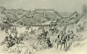 On The Move Collection: The Great Advance: Lord Robertss Column Crossing the Sand River Drift, 1901. Creator: Unknown