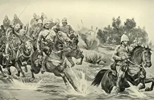 R Caton Woodville Gallery: The Great Advance: Royal Horse Artillery (Cavalry Division) Crossing the Vaal, 1901