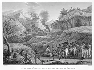 Edme Bovinet Prints: Great Asian Archipelago: French explorers with natives on the Island of Ombai Artist