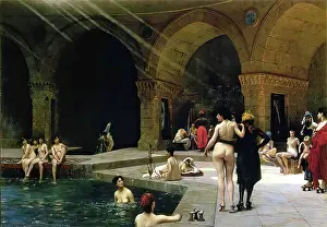 Reclining Prints: The Great Bath at Bursa, 1885. Creator: Jean-Leon Gerome