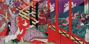 Province Prints: The Great Battle at Yashima, 1883. Creator: Tsukioka Yoshitoshi