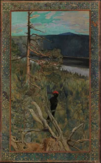 Akseli Gallen Kallela Prints: The Great Black Woodpecker, 1893. Creator: Akseli Gallen-Kallela