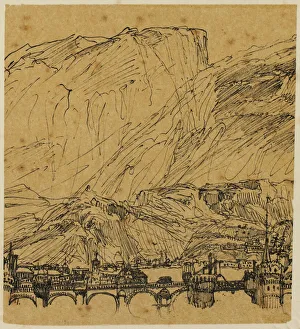 Bresdin Rodolphe Prints: The Great Bridges, n. d. Creator: Rodolphe Bresdin