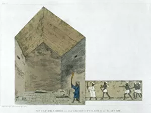Agostino Aglio Gallery: The Great Chamber in the Second pyramid of Ghizeh, discovered by Giovanni Belzoni, 1820-1822