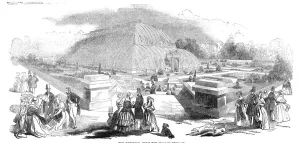 Derbyshire Gallery: The great Chatsworth Conservatory - the exterior, from the Italian Terrace, 1844