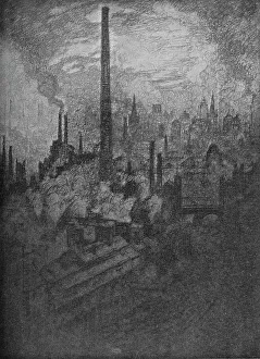 Pennell Prints: The Great Chimney, Sheffield, 1910. Artist: Joseph Pennell