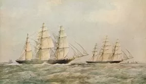 The Great China Race. The Clipper Ships Taeping and Ariel passing the Lizard, Cornwall, 1866
