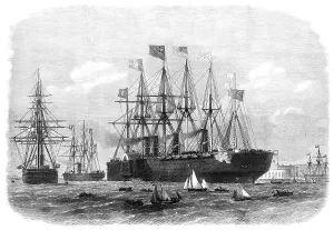 Edwin Weedon Prints: The Great Eastern steam-ship leaving Sheerness with the French Atlantic Cable