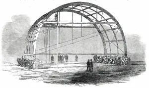 Paxton Joseph Prints: The Great Exhibition Building in Hyde Park - Moving a Pair of Transept Ribs