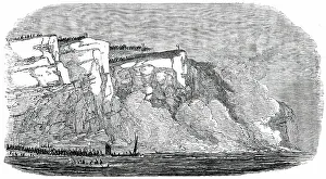 Blast Prints: The Great Explosion at Seaford - the Explosion - Cliff Falling, 1850. Creator: Unknown