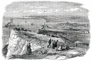 The Great Explosion at Seaford - Seaford Bay and Cliff, 1850. Creator: Unknown