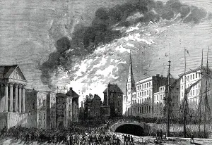 Warehouses Prints: Great Fire at Bristol, 1876. Creator: Unknown