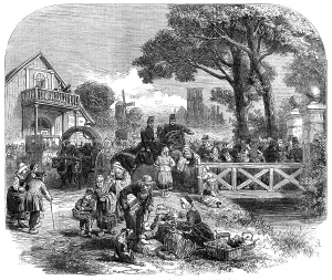 Overijssel Prints: The Great Fire at Enschede, Holland: distribution of blankets to the houseless