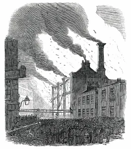 Great Fire in Guildford-Street, Belvidere-Road, 1850. Creator: Unknown
