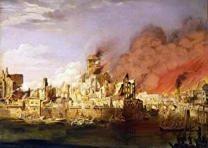 Images Dated 10th March 2011: The Great Fire of Hamburg on 5th May 1842