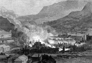 Canterbury South Island New Zealand Prints: Great fire at Port Lyttelton, Canterbury, New Zealand, 1871. Creator: Unknown