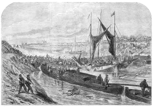 Narrow Boat Prints: The Great Flood in the Fens: attempt to form a dam in the middle-level drain