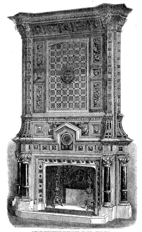 Ebony Prints: The Great International Exhibition: library chimneypiece by Trollope and Sons