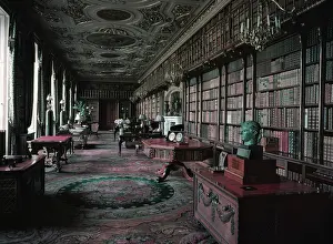 Carpet Prints: The Great Library, Chatsworth, Derbyshire, c1955. Creator: Arthur Charles Kirby Ware
