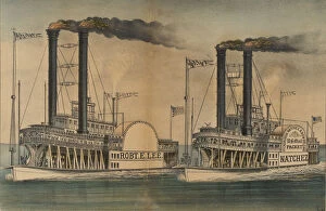 Images Dated 28th April 2020: The Great Mississippi Steamboat Race-From New Orleans to St. Louis, July 1870-Between t