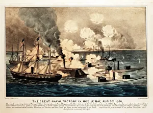 Great Naval Victory in Mobile Bay, Aug. 5th 1864, pub. 1864. Creator: American School Great Naval Victory in Mobile Bay, Aug. 5th 1864, pub. 1864. Creator: American School