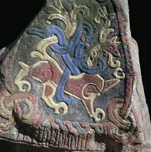 Runestone Prints: Detail of the great runestone of Harald Bluetooth, 10th century