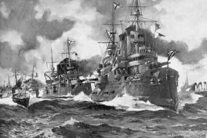The great Russian fleet steaming forth for the last time, Russo-Japanese War, 1904