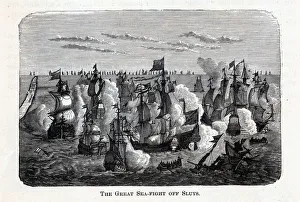 Galleys Prints: The Great Sea-Fight Off Sluys, 1882. Artist: Anonymous