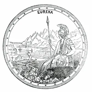 Gold Miner Prints: The Great Seal of California, 1850. Creator: Unknown